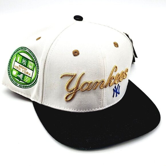 Pro Standard Other - Pro Standard New York Yankees Bronx Snapback Hat Ivory Gold Logo Patch Flat Brim
